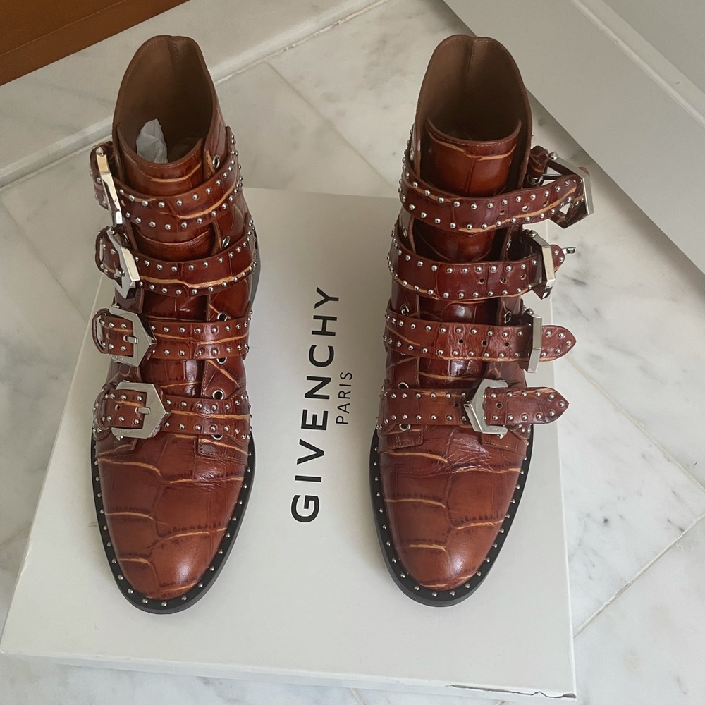 Givenchy Elegant Studded Croco-Print Booties